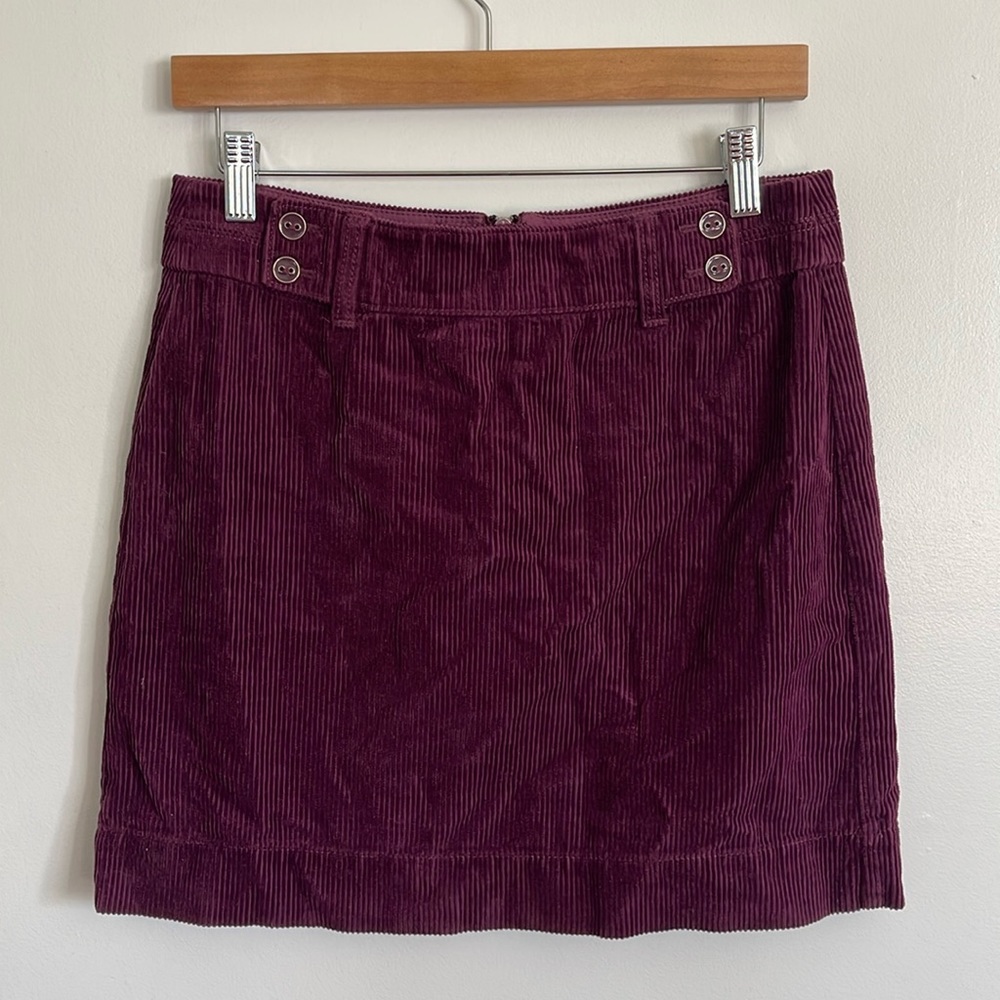 Ann Taylor Loft Purple Corduroy Back Zipper Retro Y2K Casual Feminine Mini Skirt - Picture 2 of 11